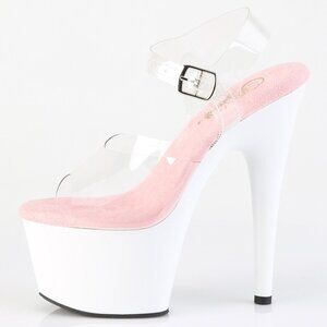 Clear Platform Heels with Pink Insole | Stiletto Strappy Sandals